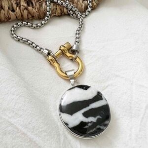 925 sterling silver Buffalo Turquoise carabiner Holder Necklace Womens Jewelry